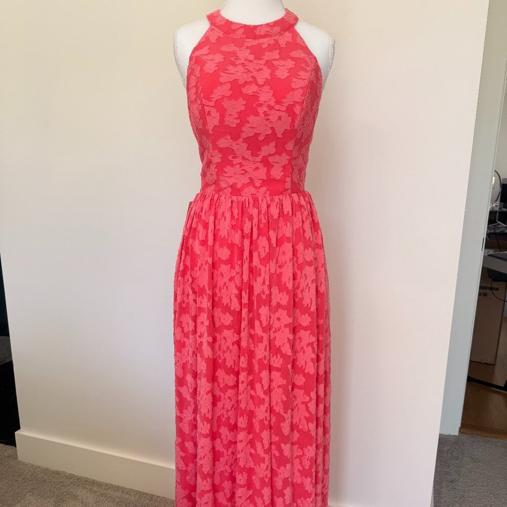 NWT Coral Lace Maxi Dress | Corset Back | Pockets | Size 4